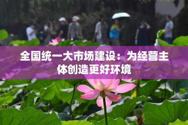 全国统一大市场建设：为经营主体创造更好环境